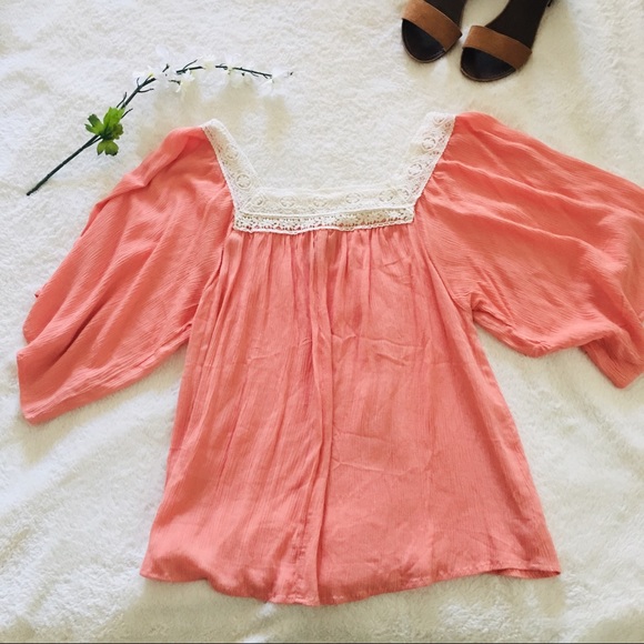 $5 W/ BUNDLE Entro Peach Square Neck Top - Picture 2 of 6